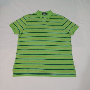 Polo Ralph Lauren Mens Polo Shirt Green Blue XXL Striped Short Sleeve Custom Fit